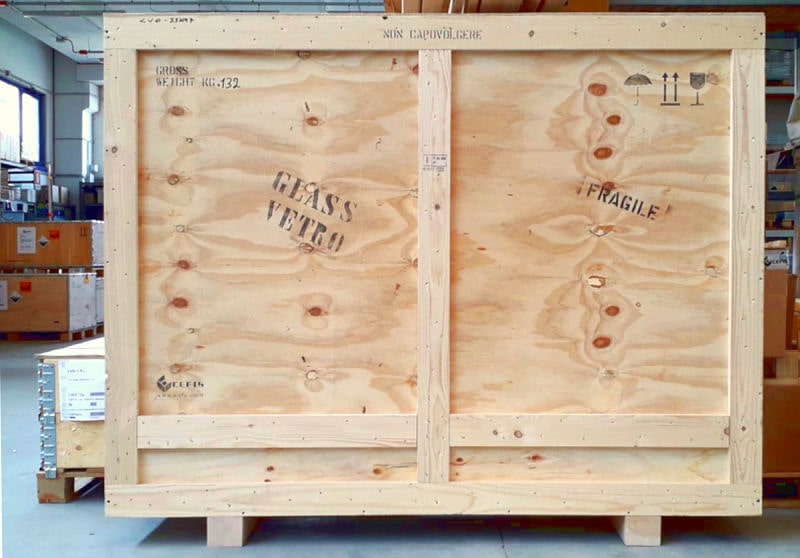 Cassa in legno HT e compensato Ispm15 su misura per imballaggio specchi di antiquariato di pregio