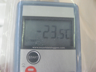 Imballaggio con ghiaccio secco: termometro controllo temperatura