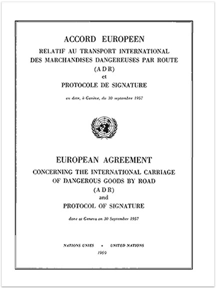 Accordo ADR copertina documento del 1957