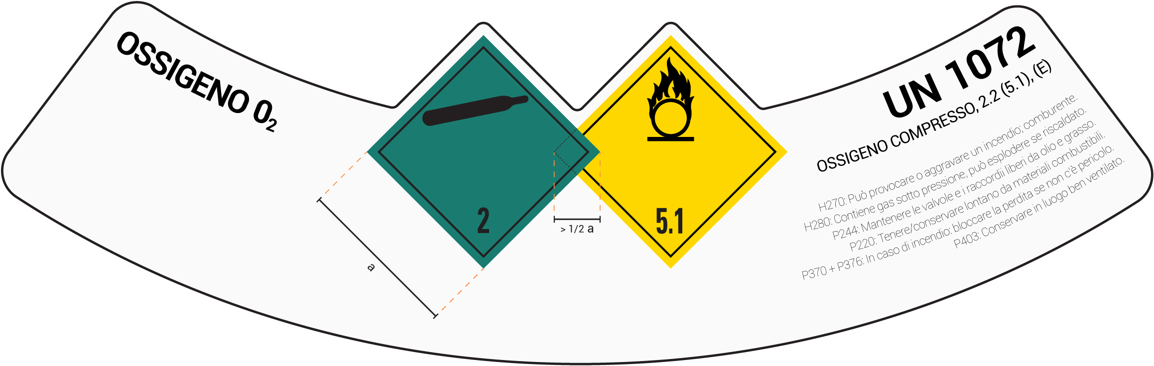 Esempio di etichetta ADR per bombole di gas cl. 2