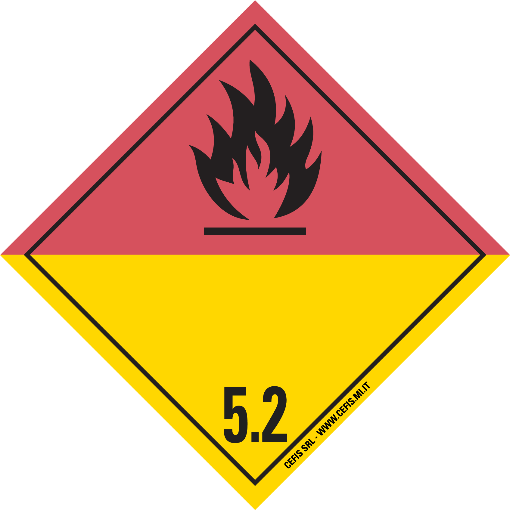Etichette merci pericolose classe 5.2 oxidizing nera