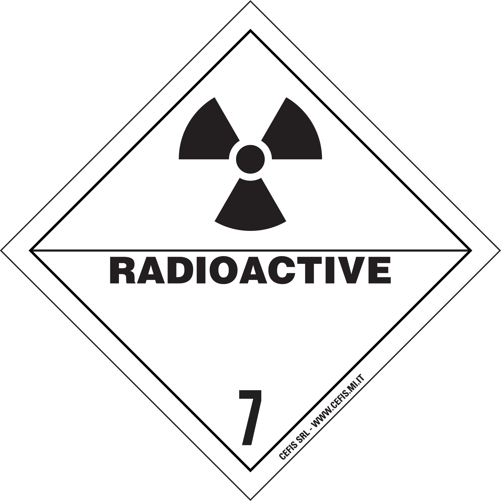 Etichetta e indicatore classe 7 radioattive. 