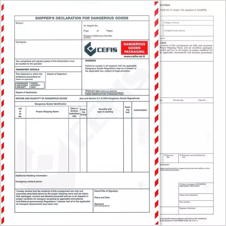 Moduli Iata e Imo multimodal compilabili. Compilazione e firma multimodal conto terzi.