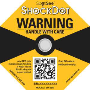 Shockdot, indicatore di impatto da 25gr Shockwatch per imballaggio di merci delicate e fragili.