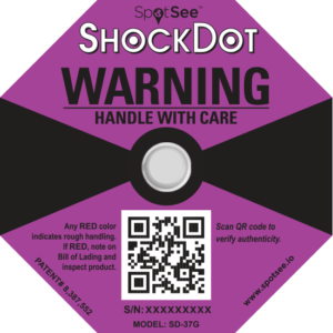Shockdot, indicatore di impatto da 37gr Shockwatch per imballaggio di merci delicate e fragili.