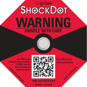 Shockdot, indicatore di impatto da 50gr Shockwatch per imballaggio di merci delicate e fragili.